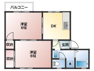 フレグランスにしがたB(2DK/1階)の間取り写真