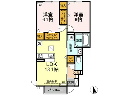 ルーチェ ソラーレ A棟(2LDK/1階)の間取り写真