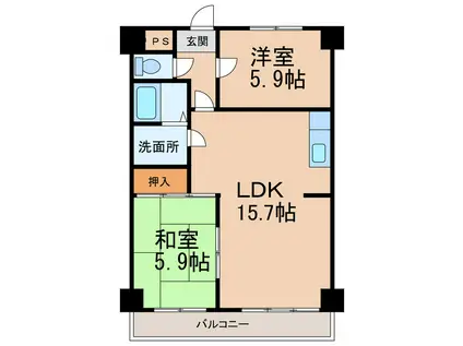 エレナ和歌浦(2LDK/1階)の間取り写真