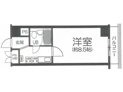 天満橋グリーンコーポラス(1K/10階)の間取り写真
