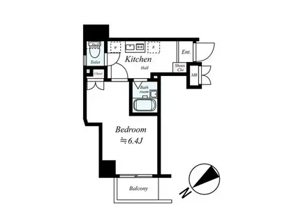 エクセリア早稲田Ⅰ(1K/1階)の間取り写真