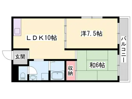 サニーハイム山氏浦 B棟(2LDK/3階)の間取り写真