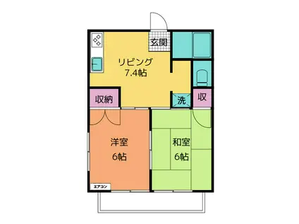 サマックス瀬戸A(2DK/1階)の間取り写真