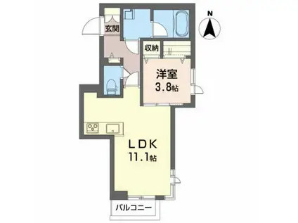 ベレオ本町(1LDK/3階)の間取り写真