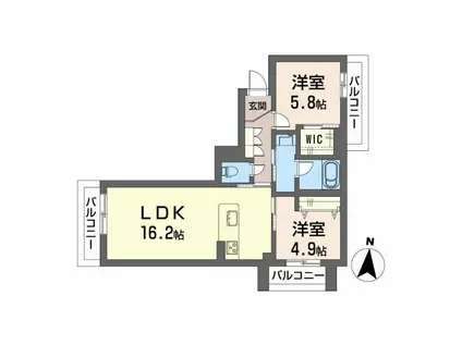 シャーメゾンシンシア(2LDK/3階)の間取り写真