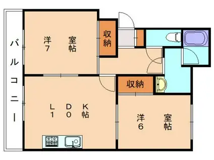 ライフインアカマ(2LDK/2階)の間取り写真