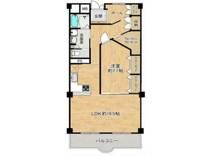 舞子台サニーハイツ(1LDK/5階)の間取り写真