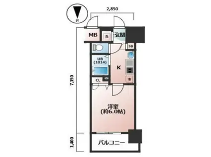 エスライズ・梅田東(1K/4階)の間取り写真