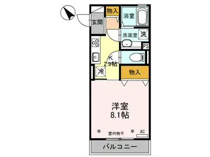 D-ROOM ウル・シャンティ C201(1K/2階)の間取り写真