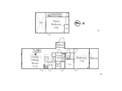 MOON CITY 2ND(2LDK/4階)の間取り写真