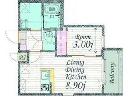 CHERIM 本陣十王町 ノース(1LDK/1階)の間取り写真