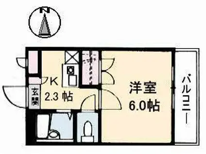 ハッピーハイツ今(1K/2階)の間取り写真