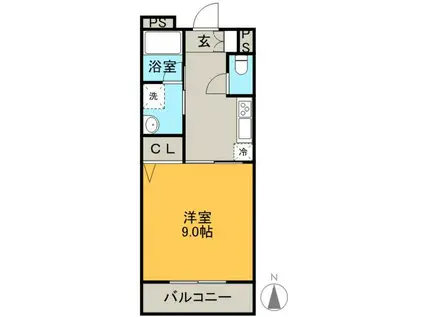 グランドパイン(1K/1階)の間取り写真