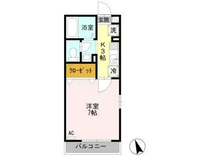 モンテローザ(1K/1階)の間取り写真