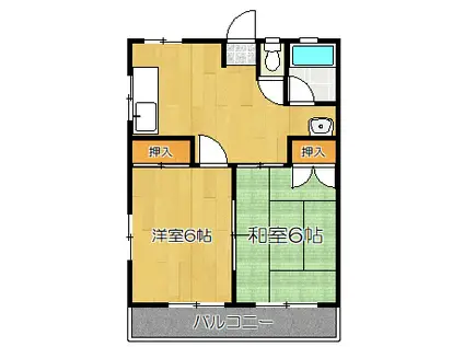 CALME光の森(2DK/3階)の間取り写真