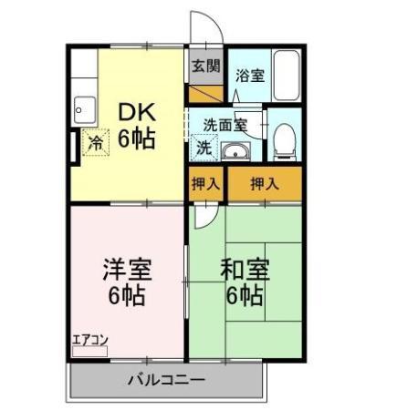 エスポワール 壱番館(2DK/2階)の間取り写真
