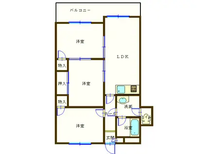 シャトレー内山(3LDK/2階)の間取り写真