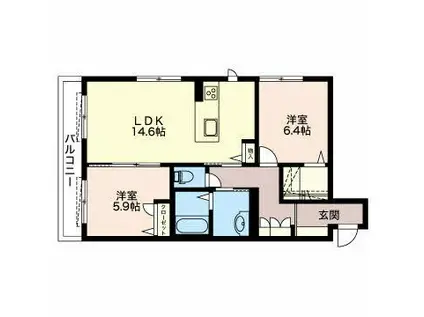 M.FLAT-草薙 (2LDK/1階)の間取り写真