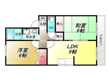 RIHITO八尾A(2LDK/2階)の間取り写真