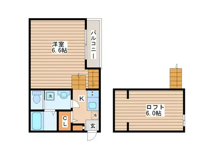 クレセントピア(1K/2階)の間取り写真