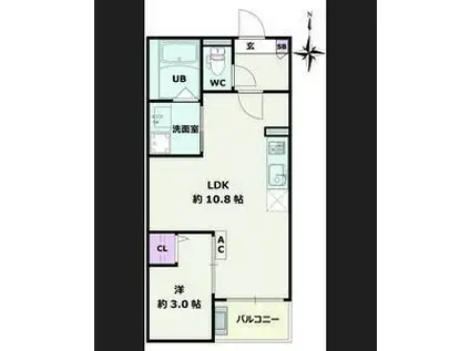 JACK UMATEI(1LDK/3階)の間取り写真