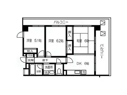 フォレストグリーン(3DK/4階)の間取り写真