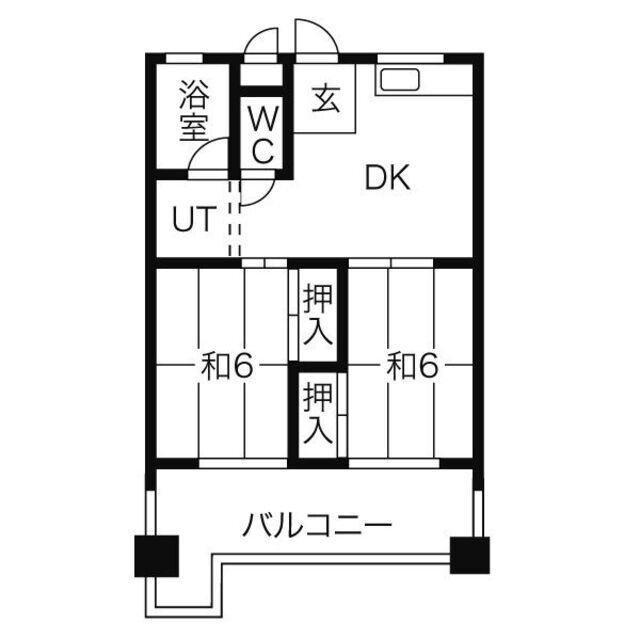 コーポ香流橋(2LDK/6階)の間取り写真