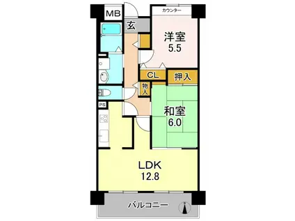 アレフ長吉(2LDK/2階)の間取り写真