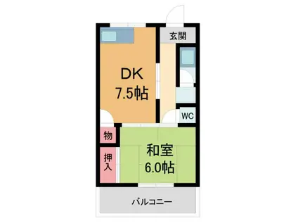 ナカムラニューハイツ(1DK/3階)の間取り写真