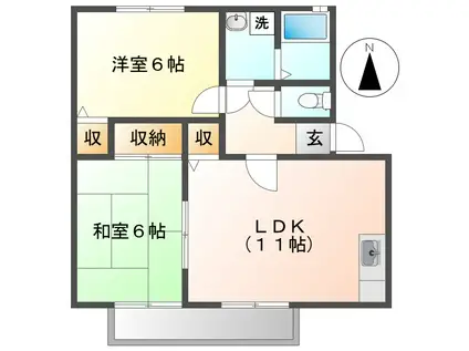 ビアン連島A棟(2LDK/2階)の間取り写真