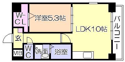 ソレイユ中央(1LDK/1階)の間取り写真