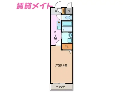 エスポワール川北(1K/3階)の間取り写真