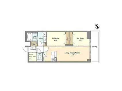 THE GRAND GRAND TERRACE WAKABAYASHI(2SLDK/3階)の間取り写真