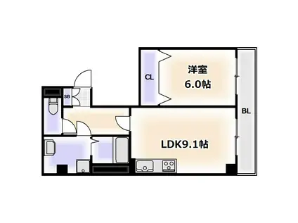 サンライトあべのVIII(1LDK/1階)の間取り写真