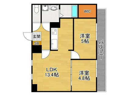 WINDBELL出口(2LDK/1階)の間取り写真