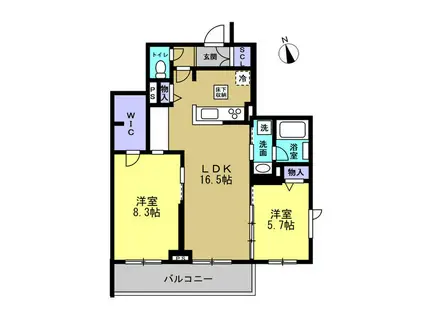 フォレフィー・アール(2LDK/1階)の間取り写真