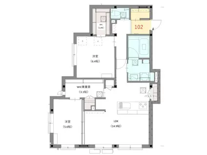 ラ メゾン ド ヴァンクール(2LDK/1階)の間取り写真