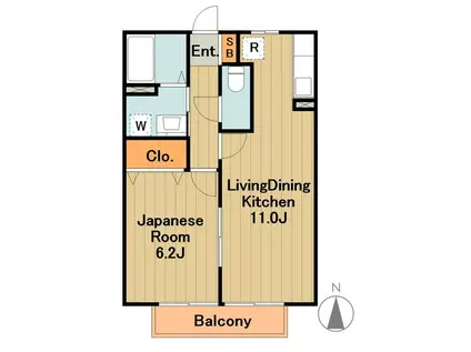 JR横浜線 橋本駅(神奈川) 徒歩12分 2階建 築24年(1LDK/1階)の間取り写真
