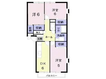 クローバーヒルズB(3DK/1階)の間取り写真