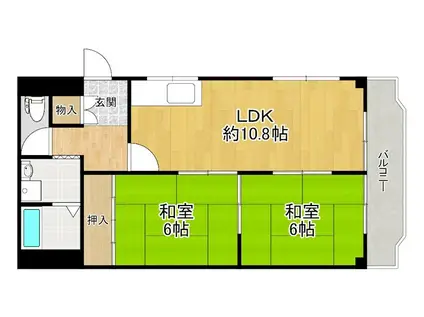 美之グリーンハイツ(2LDK/3階)の間取り写真