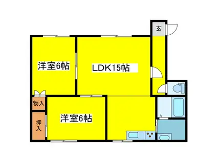 六光ハイツ(2LDK/2階)の間取り写真