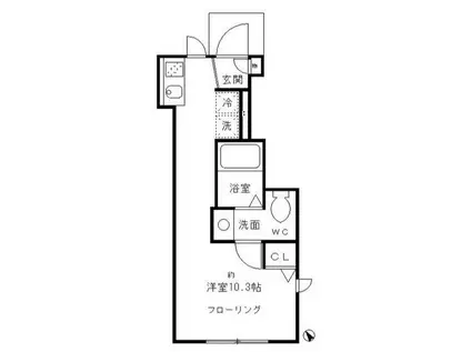 アドウビ学芸大学 B(ワンルーム/1階)の間取り写真