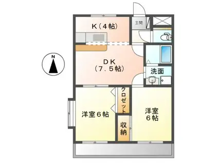 メゾンフリージア(2LDK/1階)の間取り写真