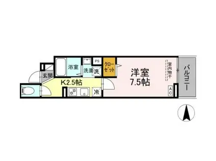 セレスティア南花畑IV(1K/2階)の間取り写真