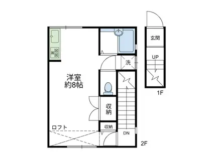 ハマ御嶽山(ワンルーム/2階)の間取り写真