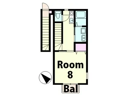 アクアハイツ(1K/2階)の間取り写真