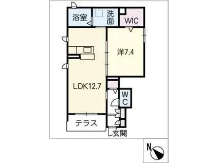 イマージュV(1LDK/1階)の間取り写真