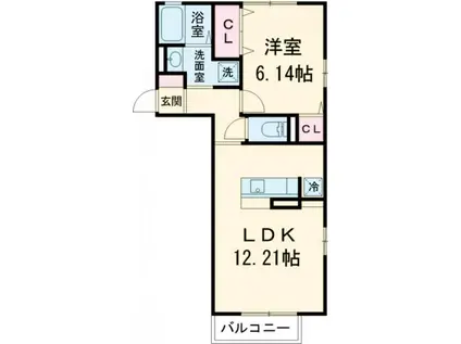 エミネンス天神(1LDK/1階)の間取り写真