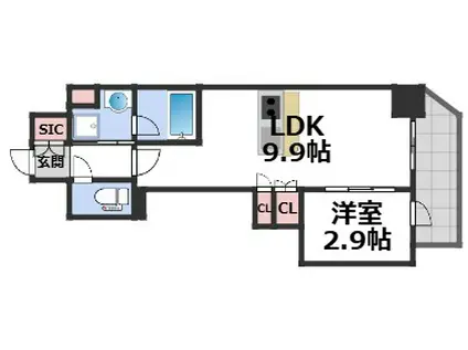コンフォリアリブ博労町一丁目Q(1LDK/7階)の間取り写真
