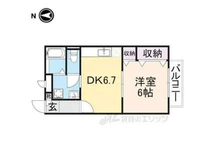 グレイス学園前(1DK/2階)の間取り写真